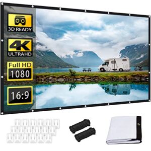 jkjoo 120 inch projector screen 16:9 hd 4k foldable crease-resistant projection screen portable movie screens for projectors outdoor /home theater support front rear projection