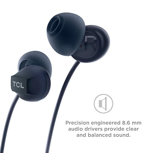 TCL SOCL300BT Wireless Bluetooth in-Ear Earbud Headphones with Noise Isolation and Extra-Long 17hr Playback Battery, Built-in Mic - Phantom Black