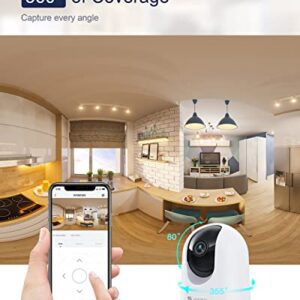 Indoor Security Camera 2K, Pet Camera with Phone App, WiFi Cameras for Home Security Camera for Dog/ Baby Monitor/Elder Pan Tilt, 2.4G, 24/7, 2-Way Talk, Human Detection, Motion Tracking, SD&Cloud