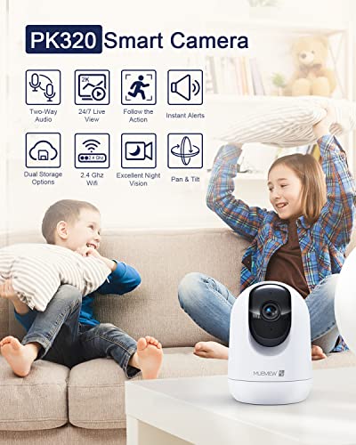 Indoor Security Camera 2K, Pet Camera with Phone App, WiFi Cameras for Home Security Camera for Dog/ Baby Monitor/Elder Pan Tilt, 2.4G, 24/7, 2-Way Talk, Human Detection, Motion Tracking, SD&Cloud