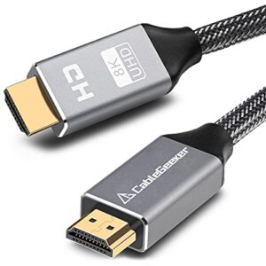 8k hdmi cable 4ft/1.2m, ultra high-speed 48gbps gold plated braided hdmi 2.1 cord, 4k@120hz 8k@60hz, dynamic hdr, earc, dolby atmos, compatible with ps5/xbox/playstation/fire tv/roku tv and more