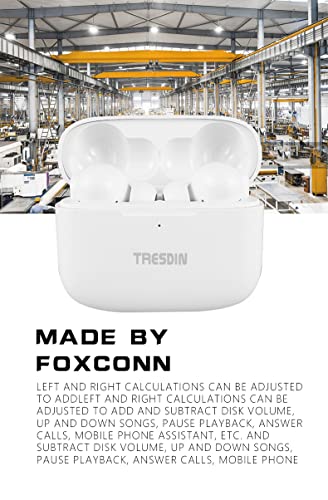 TRESDIN Jello2 Foxconn Made True Wireless Stereo Noise Cancelling Headset Bluetooth 5.0 Compatible with TV Smart Phone Laptop Wireless Charging IPX4 Waterproof Travel Mountaineering White