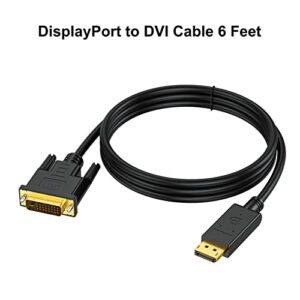 URELEGAN DisplayPort to DVI Cable 6 Feet, Display Port DP to DVI-D Cable Adapter High Speed Male to Male Cord Compatible with PC, Laptop, HDTV, Projector, Monitor and More