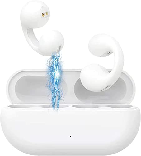 LIHONK Wireless Ear Clip Bone Conduction Headphones, Mini Bone Conduction Headphones, Open Ear Headphones Wireless Bluetooth for Running Sports (Color : White)