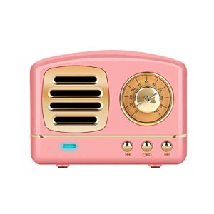 dosmix portable bluetooth stereo speaker, enhanced bass retro wireless vintage speaker with tf card slot, built-in mic for travel, home, beach, kitchen for android/ios devices (pink)