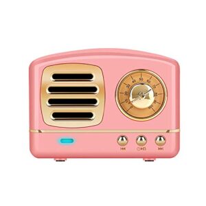 Dosmix Portable Bluetooth Stereo Speaker, Enhanced Bass Retro Wireless Vintage Speaker with TF Card Slot, Built-in Mic for Travel, Home, Beach, Kitchen for Android/iOS Devices (Pink)