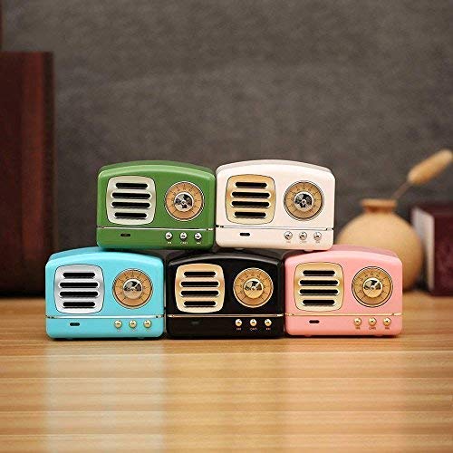 Dosmix Portable Bluetooth Stereo Speaker, Enhanced Bass Retro Wireless Vintage Speaker with TF Card Slot, Built-in Mic for Travel, Home, Beach, Kitchen for Android/iOS Devices (Pink)