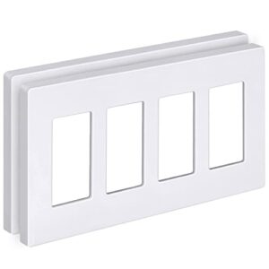 [2 pack] bestten 4-gang screwless wall plate, uswp6 snow white series, decorator outlet cover, h4.69” x l8.35”, for light switch, dimmer, gfci, usb receptacle