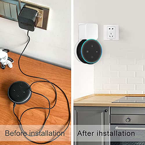 Costyleen Echo Dot Wall Mount Holder for 3rd Generation, Space Saving Accessories Smart Home Speakers, Clever Echo Dot(3rd Gen) Accessories with Built-in Cable Management Without Messy Wires-White