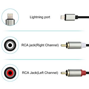 Lightning to RCA Cable Audio Aux Adapter, 3.3ft/1M Cable,Stereo Y Splitter Adapter for Phone, Pad and Pod Models for Power Amplifier, Car, Home Theater