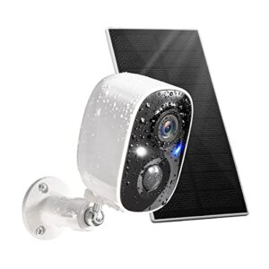solar security camera wireless outdoor with solar panel, battery powered 1080p wifi night vision indoor and outdoor motion detection 2-way talk ip65 waterproof alarm for home security cloud/sd storage