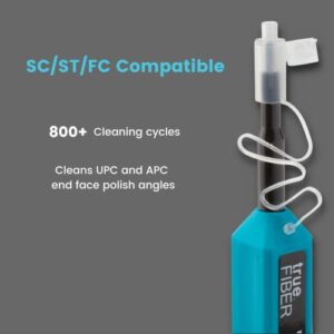 trueFIBER Fiber Optic Dual Position Pen Click Cleaner, SC/ST/FC 2.50mm, UPC/APC Connector Ferrules, 800+ Push Cleans, 1 pc