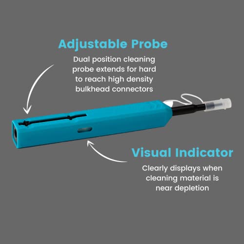 trueFIBER Fiber Optic Dual Position Pen Click Cleaner, SC/ST/FC 2.50mm, UPC/APC Connector Ferrules, 800+ Push Cleans, 1 pc