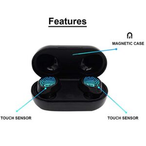 Dualpow Nanobuds Bluetooth 5.0 Wireless Earbuds, True Wireless Headphone Mini in-Ear Headset (Touch Control, 20hrs Playtime, Auto Pairing) Compatible with iPhone, Android, Smartphones (Black)