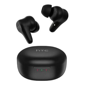 htc true wireless earbuds plus with active noise cancellation, bluetooth earphones stereo in ear headphones ipx5 waterproof/24-hour playtime/built-in mic/touch control for driver, work, sport -black