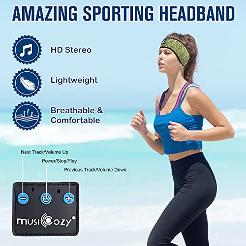 MUSICOZY Sleep Headphones Bluetooth Sports Headband, Wireless Music Sleeping Headphones Sleep Eye Mask Earbuds IPX6 Waterproof for Side Sleepers Workout Running Insomnia Travel Yoga Office, Pack of 2