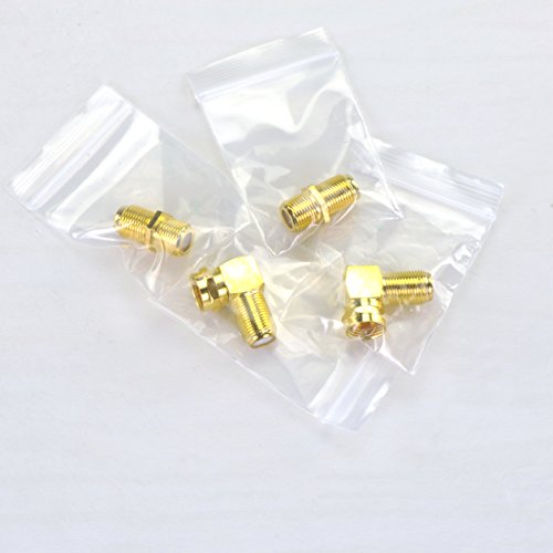 VCE Coaxial Cable Connector and Right Angle RG6 Coax Cable Extender, F-Type Gold Plated Adapter Female to Female for TV Cables, 4 Pack