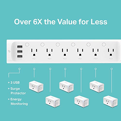 Kasa Smart Plug Power Strip & Kasa Smart Plug, WiFi Outlet Compatible with Alexa, Echo and Google Home, No Hub Required, Remote Control, 12 Amp, UL Certified, 2-Pack (HS103P2)