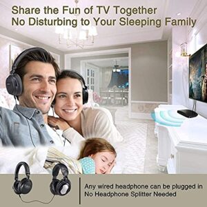 SIMOLIO 2.4G Wirelesss TV Headphones with 100ft Long Range, Tone Control, Mono or Stereo Option, No Need, No Delay