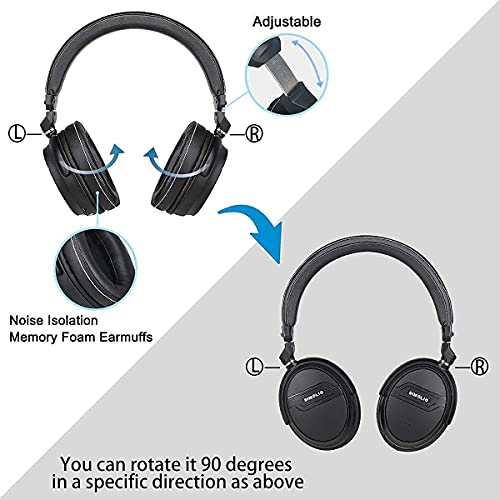 SIMOLIO 2.4G Wirelesss TV Headphones with 100ft Long Range, Tone Control, Mono or Stereo Option, No Need, No Delay