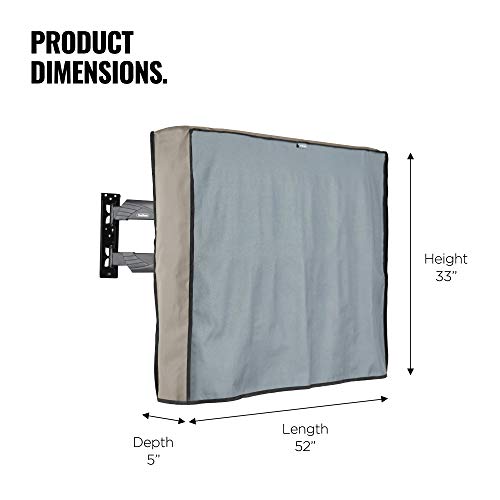 VonHaus Outdoor TV Cover 50 Inch - 52 Inch Weatherproof Universal Protector Fits Most LCD, LED, Plasma TV Mounts, with Built in Remote Controller Storage Pocket - 600D Polyester