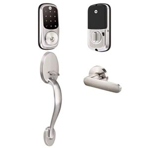 yale security b-yrd226-zw-jx-619 yale assure lock z-wave with jamestown works with ring alarm, smartthings, and wink smart touchscreen deadbolt with matching handleset, satin nickel