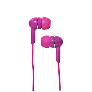 magnavox mhp4850-pk ear buds in pink | available in black, blue, pink, purple, & white | ear buds wired | extra value comfort stereo earbuds wired | durable rubberized cable |