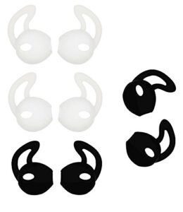 alxcd ear gel for iphone earpods, ear buds tips, 4 pair anti-slip soft silicone replacement earbud tips for earphone of iphone7 se 6s iphone 6s plus 5s [sport](black/white)