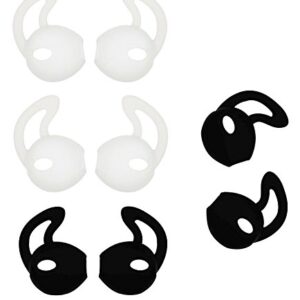 ALXCD Ear Gel for iPhone Earpods, Ear Buds Tips, 4 Pair Anti-Slip Soft Silicone Replacement Earbud Tips for Earphone of iPhone7 SE 6s iPhone 6s Plus 5s [Sport](Black/White)