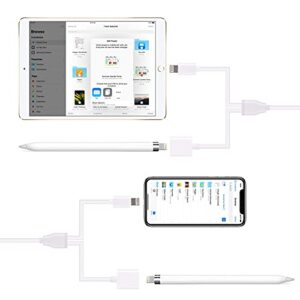 Alfzero Charger for Apple Pencil Adapter 2in1 USB Charger Data Cable for iPhone and iPad Pro Accessories 150CM