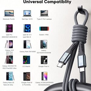 USB C to USB C Cable [2-Pack 10ft] PD 100W MacBook iPad Pro/Air Charger Type C Charger Nylon Braided Cord for iPad Pro Air 4 5 Mini 6 MacBook, Samsung S23 S22 S21 S20 Note Tablet LG Moto Pixel PS5