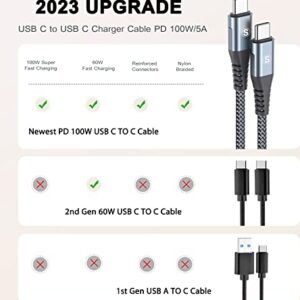 USB C to USB C Cable [2-Pack 10ft] PD 100W MacBook iPad Pro/Air Charger Type C Charger Nylon Braided Cord for iPad Pro Air 4 5 Mini 6 MacBook, Samsung S23 S22 S21 S20 Note Tablet LG Moto Pixel PS5