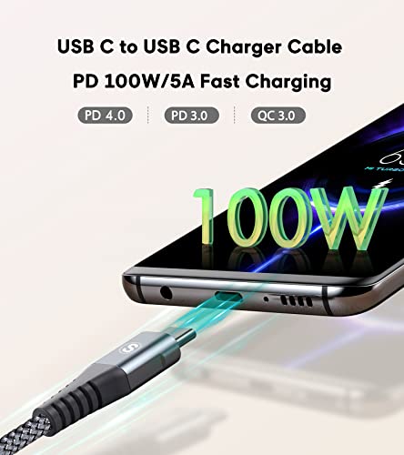 USB C to USB C Cable [2-Pack 10ft] PD 100W MacBook iPad Pro/Air Charger Type C Charger Nylon Braided Cord for iPad Pro Air 4 5 Mini 6 MacBook, Samsung S23 S22 S21 S20 Note Tablet LG Moto Pixel PS5