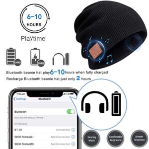 Bluetooth Beanie Hat Men Women, Wireless Music Hats with Gloves and Built-in Stereo Speakers & Mic, Slouchy Warm Knitted Winter Beanie for Men Women Teens Outdoor Sports Skiing Jogging