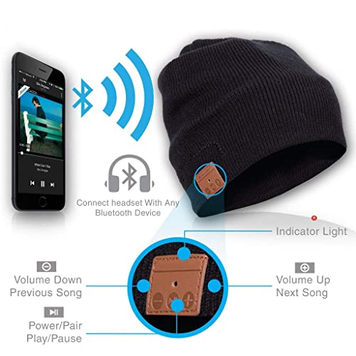 Bluetooth Beanie Hat Men Women, Wireless Music Hats with Gloves and Built-in Stereo Speakers & Mic, Slouchy Warm Knitted Winter Beanie for Men Women Teens Outdoor Sports Skiing Jogging