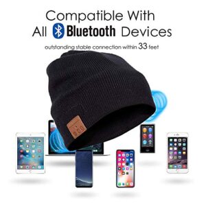 Bluetooth Beanie Hat Men Women, Wireless Music Hats with Gloves and Built-in Stereo Speakers & Mic, Slouchy Warm Knitted Winter Beanie for Men Women Teens Outdoor Sports Skiing Jogging