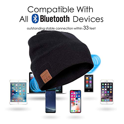 Bluetooth Beanie Hat Men Women, Wireless Music Hats with Gloves and Built-in Stereo Speakers & Mic, Slouchy Warm Knitted Winter Beanie for Men Women Teens Outdoor Sports Skiing Jogging