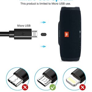 Replacement Micro USB Charger Cord for JBL Clip 3, 2, JBL Flip 4, 3, 2, JBL Charge 3, 2, 2 Plus Waterproof Portable Bluetooth Speaker Charging Cord Cable (5FT)