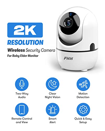 FHH Security Camera 2K Cameras for Home Security with Night Vision, Two-Way Audio,Motion Detection, Phone APP,Remote Contol Indoor WiFi Camera,Ideal for Baby Monitor/Pet Camera