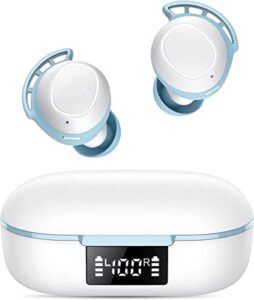taopod wireless headphones, bluetooth earphones with led display, 42h playtime, ipx7 waterproof, mini earbud with deep bass, bluetooth 5.3 earphones for sports running workout