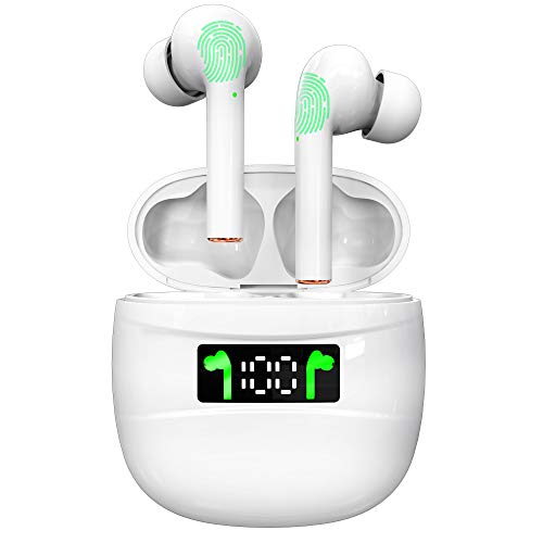 EARJIA True Wireless Bluetooth Earbuds - Smart Touch Controlled Wireless Earbuds Bluetooth No Noise Monaural/Binaural Mode Wireless Earbuds with 3 Pairs of Ear Buds (J3PRO, White)