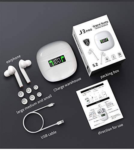 EARJIA True Wireless Bluetooth Earbuds - Smart Touch Controlled Wireless Earbuds Bluetooth No Noise Monaural/Binaural Mode Wireless Earbuds with 3 Pairs of Ear Buds (J3PRO, White)