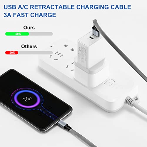 SDBAUX Retractable USB C Cable 2-Pack 3.3ft, USB A to Type-C Charger Cord QC 3.0 Fast Charging Data Sync Compatible with Oculus Quest Galaxy S21 S20 S10 Note G6 G5 PS5 and More