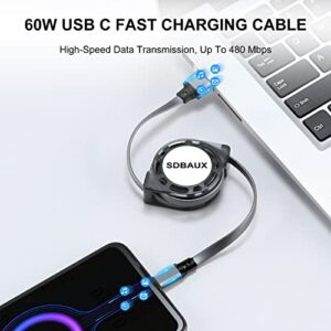 SDBAUX Retractable USB C Cable 2-Pack 3.3ft, USB A to Type-C Charger Cord QC 3.0 Fast Charging Data Sync Compatible with Oculus Quest Galaxy S21 S20 S10 Note G6 G5 PS5 and More