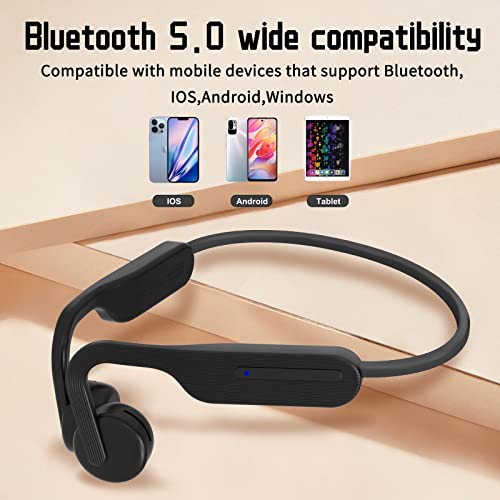 G GROWTEK Bone Conduction Headphones, Open Ear Headphones Bluetooth Sports Headsets, IP55 Waterproof 10 Hours Music Time Long Battery Life Headphones for Running, Cycling, Hiking, Yoga, Skateborading