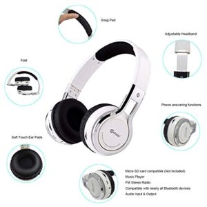 Contixo KB-2600 Wireless Headphones for Kids - Kids Proof 85dB with Volume Limiting - Built-in Microphone - SD Card Slot - Bluetooth Headphones for iPhone/iPad/Smartphones/Laptop/PC (White)