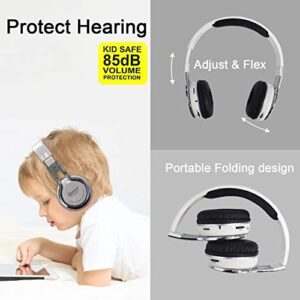 Contixo KB-2600 Wireless Headphones for Kids - Kids Proof 85dB with Volume Limiting - Built-in Microphone - SD Card Slot - Bluetooth Headphones for iPhone/iPad/Smartphones/Laptop/PC (White)