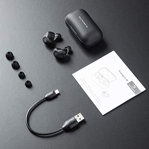 SoundPEATS Dual Dynamic Drivers Wireless Earbuds, Bluetooth 5.0 Headphones with Dual Crossovers, APTX Audio CVC Noise Cancellation Built in Mic, in-Ear Earphones with Charging Case, 27 Hours Playtime