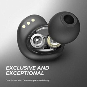 SoundPEATS Dual Dynamic Drivers Wireless Earbuds, Bluetooth 5.0 Headphones with Dual Crossovers, APTX Audio CVC Noise Cancellation Built in Mic, in-Ear Earphones with Charging Case, 27 Hours Playtime