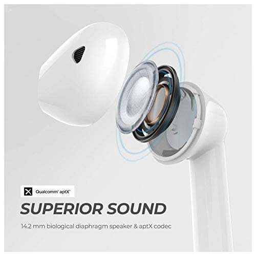 SoundPEATS Dual Dynamic Drivers Wireless Earbuds, Bluetooth 5.0 Headphones with Dual Crossovers, APTX Audio CVC Noise Cancellation Built in Mic, in-Ear Earphones with Charging Case, 27 Hours Playtime